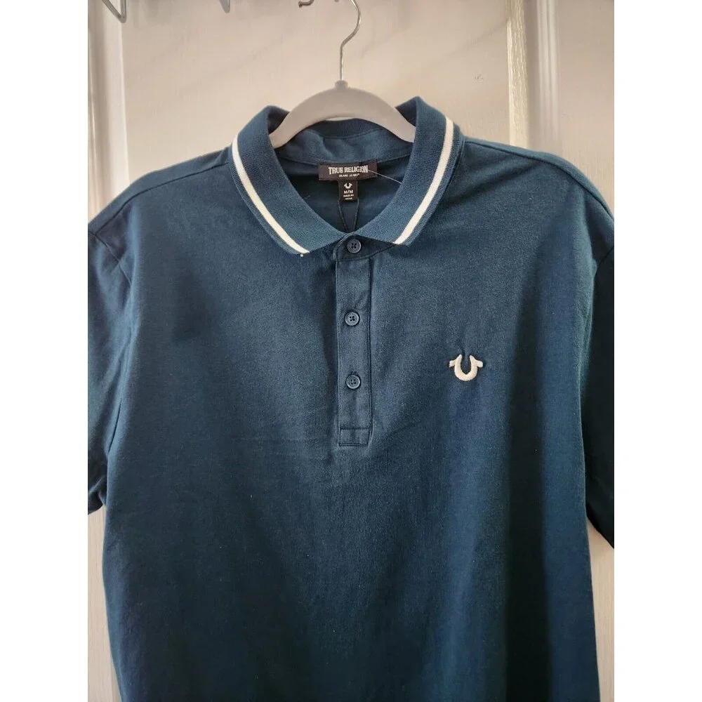 True Religion Polo Shirt Mens‎ Green Short Sleeve Collared Neck Classic Size M